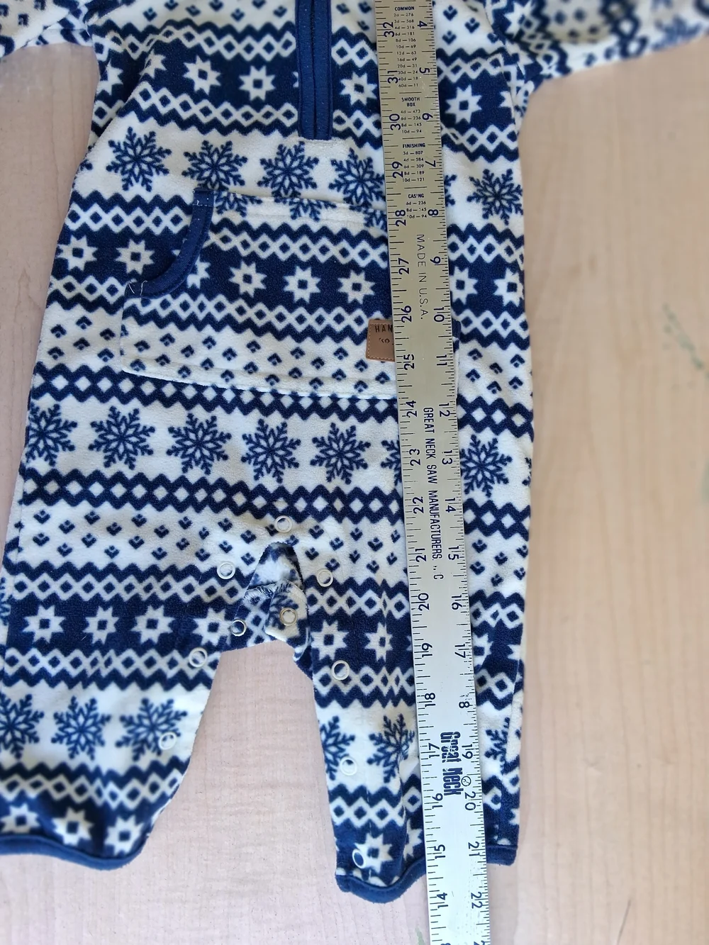 Carter's Navy and White Snowflake Fleece Footie 6 Months